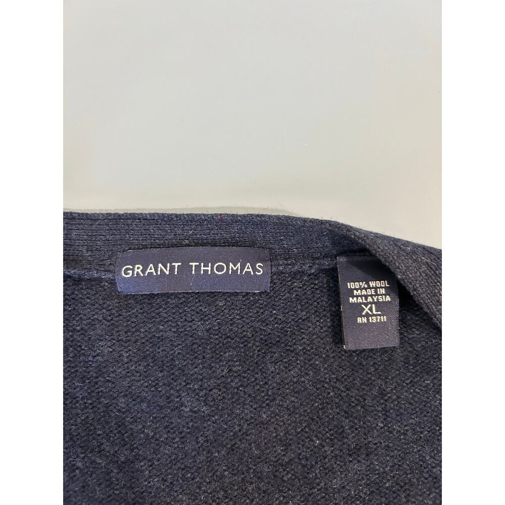 Grant Thomas wool cardigan mens XL blue v neck pockets - Picture 5 of 7